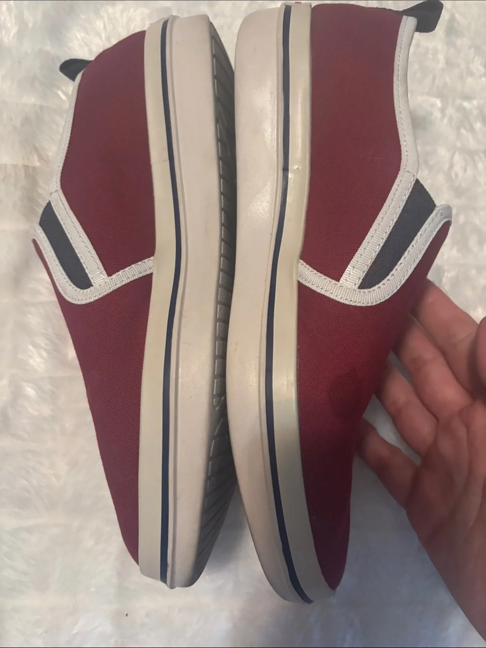 Tommy Bahama Men's Slip-On Loafers in Burgundy with White Trim